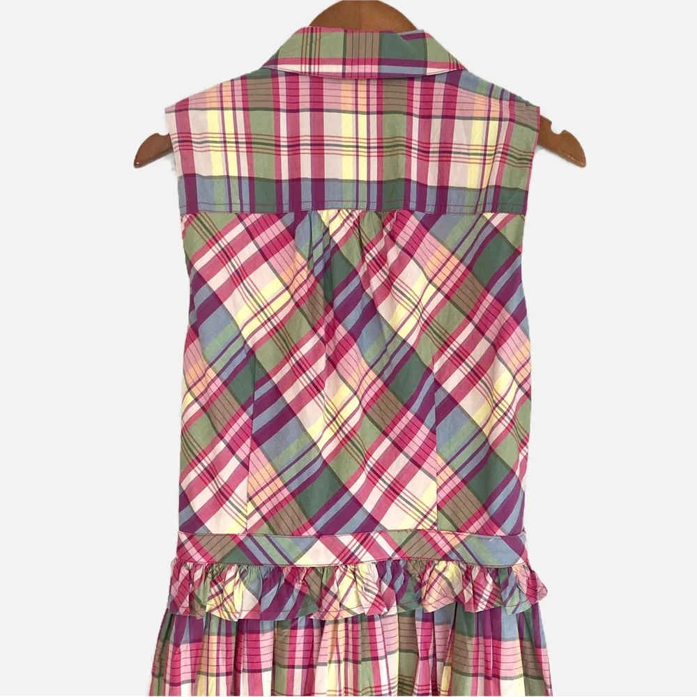 J. Crew Plaid Cotton Button Up A-line Dress 2 - Picture 4 of 7